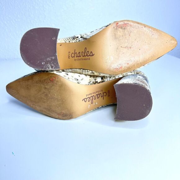 Charles David Ankle Boot print snake Women Block Heel Pointed Toe size 8.5 - Picture 3 of 14